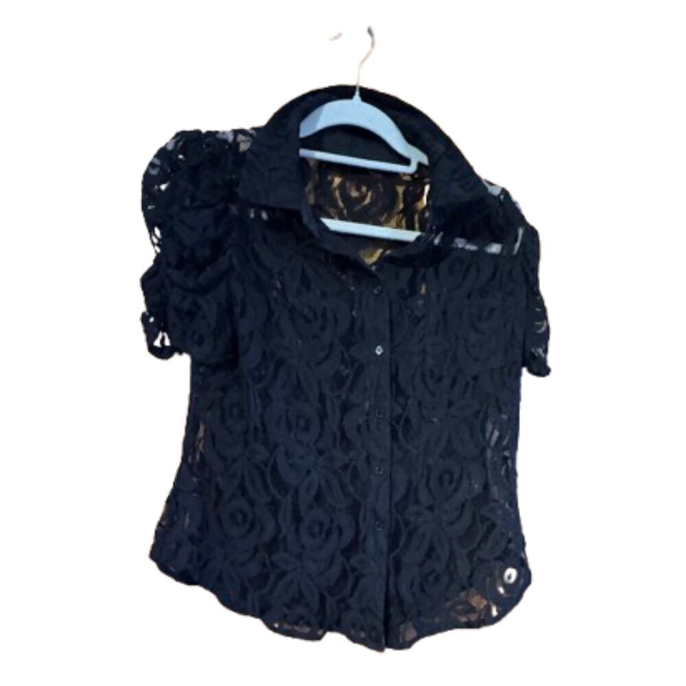 INC Goth Lace Blouse Size Small (A26)